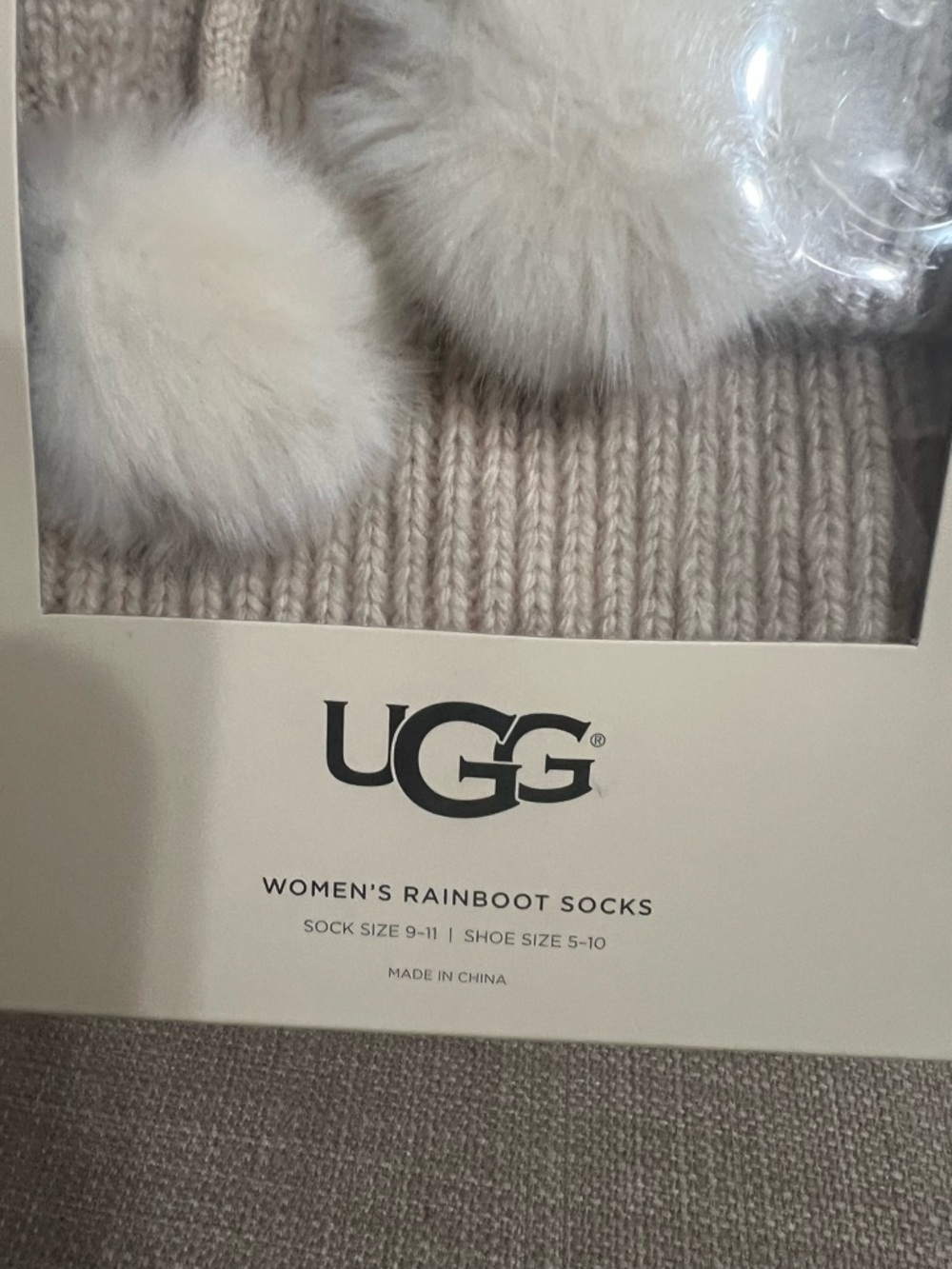 UGG Women's Cream Pom Pom Rainboot Socks